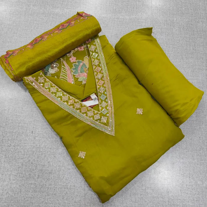 Heavy Silk Side Cut Top Bottom Dupatta Set | TS3691